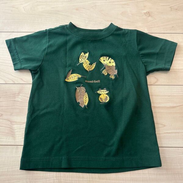 mont-bell キッズ Tシャツ 深緑 落ち葉 サイズ100