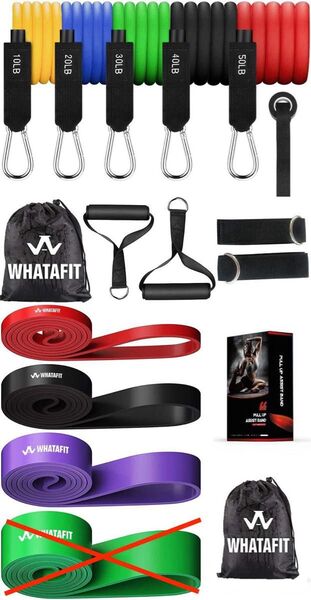 WHATAFIT トレーニングチューブ 筋トレチューブ エクササイズグッズ