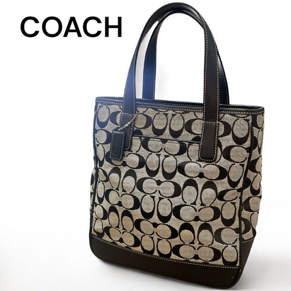 【美品】COACH トートバッグ シグネチャーキャンバス ブラック