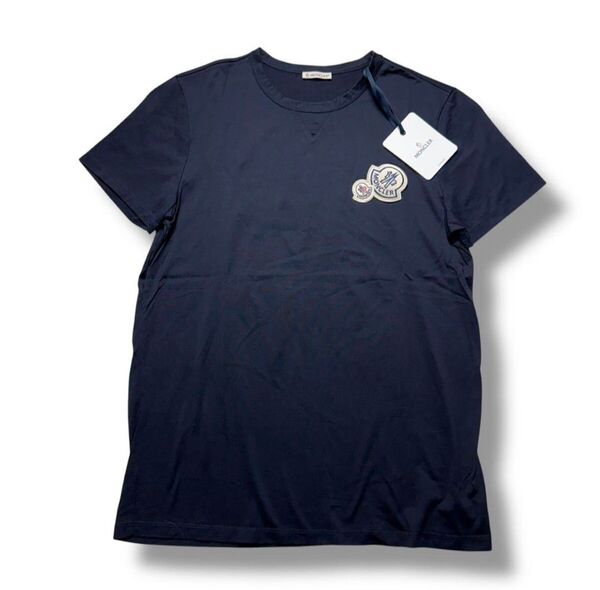 【新品タグ付】MONCLER モンクレールMAGLIA T-SHIRT マリア ダブルワッペン 半袖Tシャツ 紺 Mサイズ 正規品