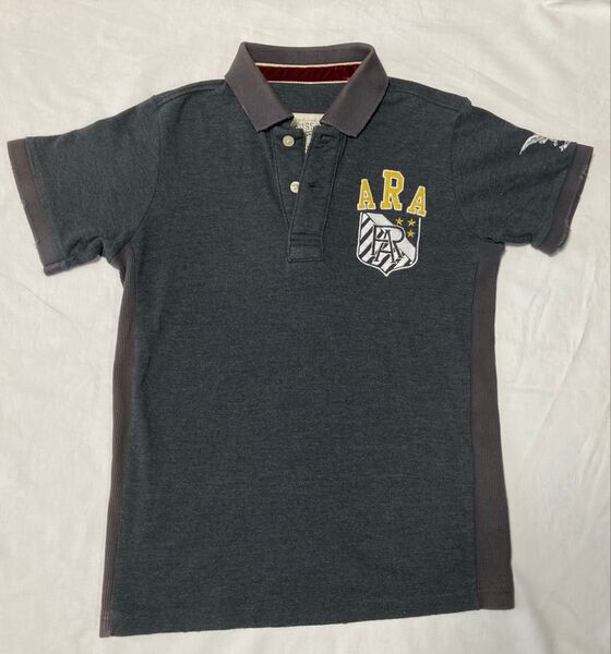 ラッセルアスレチック Russell Athletic ポロシャツ メンズ 刺繍ロゴ チャコールグレー ダメージ加工品 古着調 M