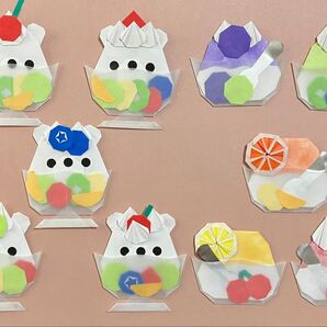 折り紙 ハンドメイド 夏 かき氷 しろくまさん 壁面飾り