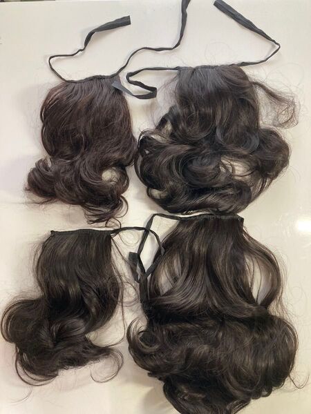 エクステ ヘアピース 4個セット 黒
