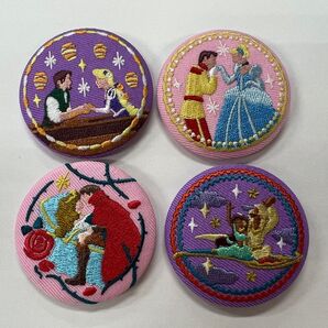 【再出品可能です】ディズニー刺繍缶バッジ ラプンツェル プリンセス4点set ※ご希望の方はアナ雪もあり