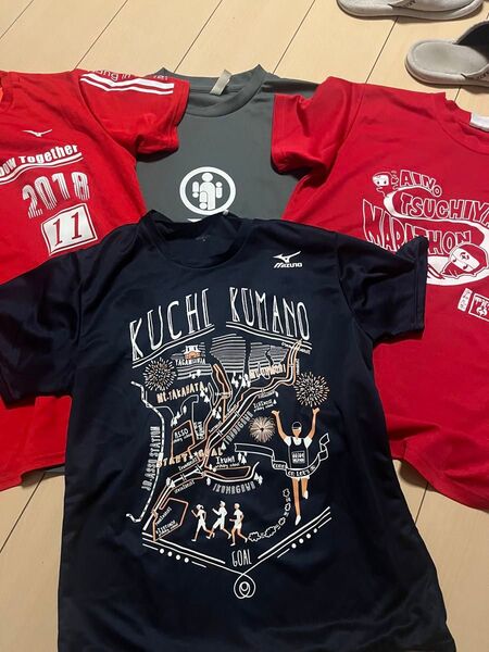 フルマラソン 参加賞 Tシャツ 4枚セット ドライ素材 Tシャツ