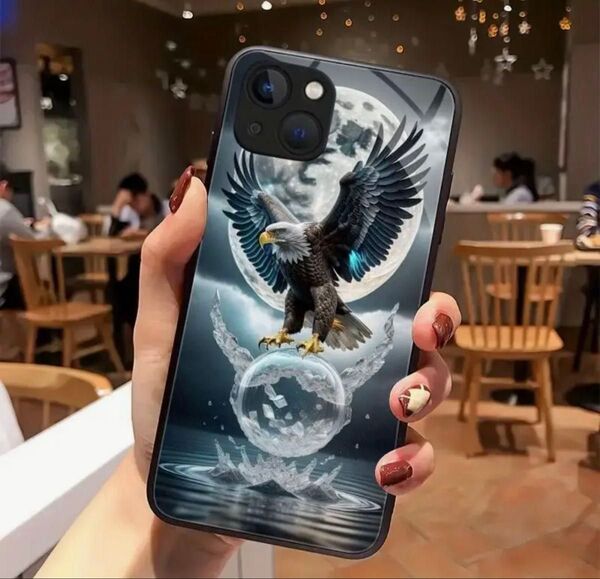 iPhone16Plus アイフォン16プラス ケース カバー 強化ガラス 防指紋加工 米国 国鳥 一富士二鷹三茄子 縁起物として