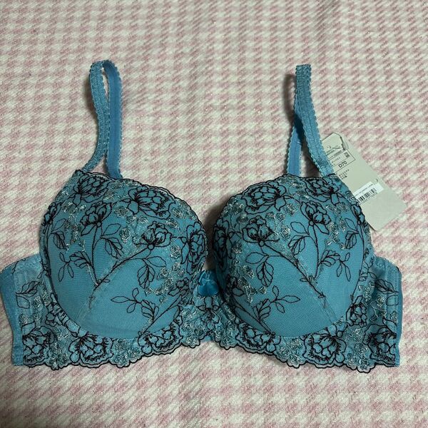 Triumph トリンプ 花の刺繍 華やかなブラジャー 青 D70