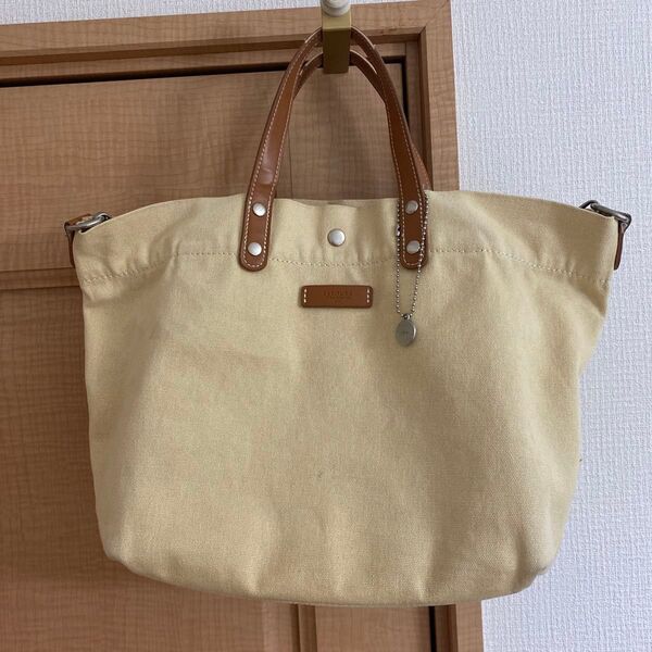 イッカ ベージュ キャンパス トートバッグ ikka