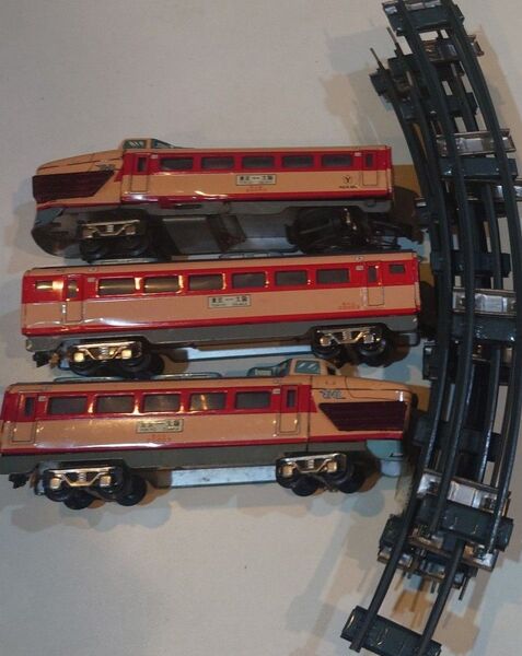 米澤玩具 電動鉄道模型 3両セット レール付 特急こだま モハシ20003 昭和ヴィンテージ玩具 箱なし