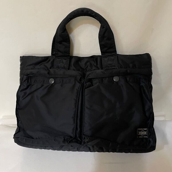 美品 ポーター タンカー トートバッグ 黒 ハンドバッグ PORTER 吉田カバン