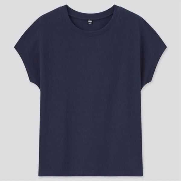 UNIQLOスムースコットンフレンチスリーブTシャツ*ネイビーMサイズ