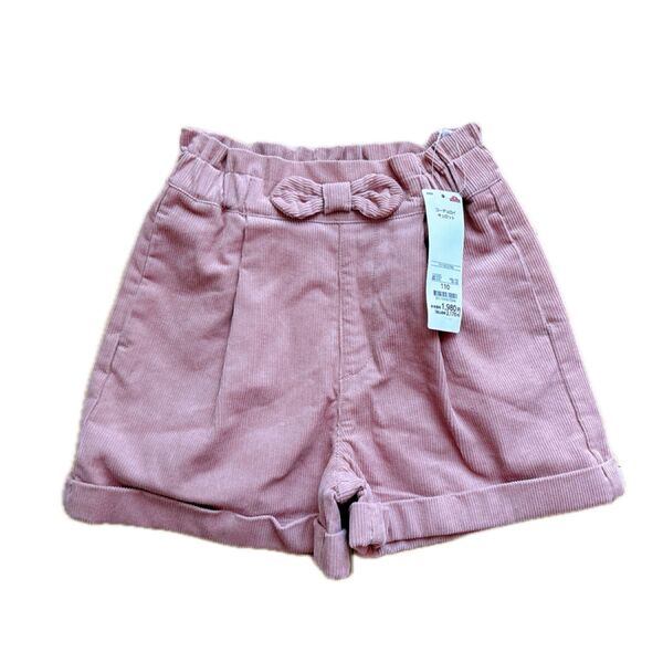 新品タグ付きコーデュロイキュロット 110cm 女の子 キッズ 綿100リボン 子供服 ショートパンツ 女の子 キッズ