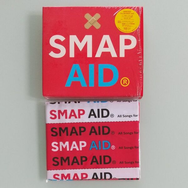 SMAP AID げんきのRED AID ハンカチ付き 中居正広 木村拓哉 稲垣吾郎 草彅剛 香取慎吾