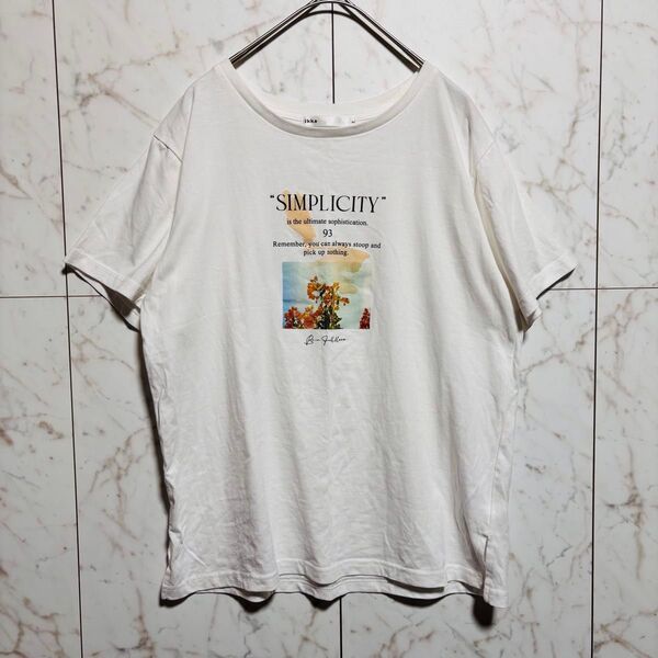 ikka イッカ シンプル プリント Tシャツ Mサイズ ホワイト 白T 半袖Tシャツ