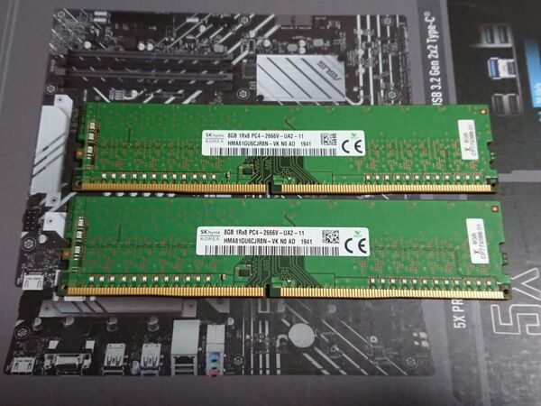 Skhynix PC4 2666v(DDR4)8GB×2 合計16GB デスクトップPC用メモリ 動作品