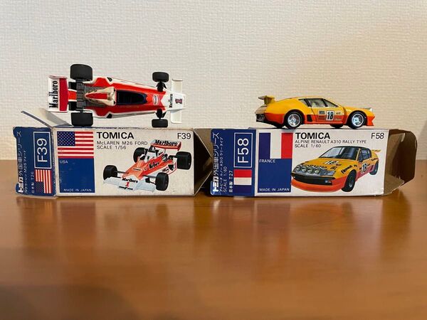 日本製青箱 F58 F39 トミカ マクラーレンM26&アルピーヌ ルノーA310 2台セット