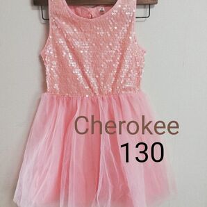 美品 Cherokee ピンク シフォン ワンピース130 発表会 ドレス