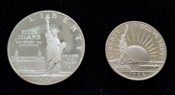 1986 自由の女神 1ドル銀貨(Silver.900) ハーフダラー セット リバティコイン