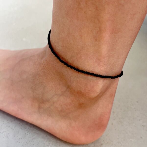 アンクレット ビーズ 黒 ブラック シルバー ゴールド ハンドメイド ステンレス つけっぱなし 夏 海 メンズ