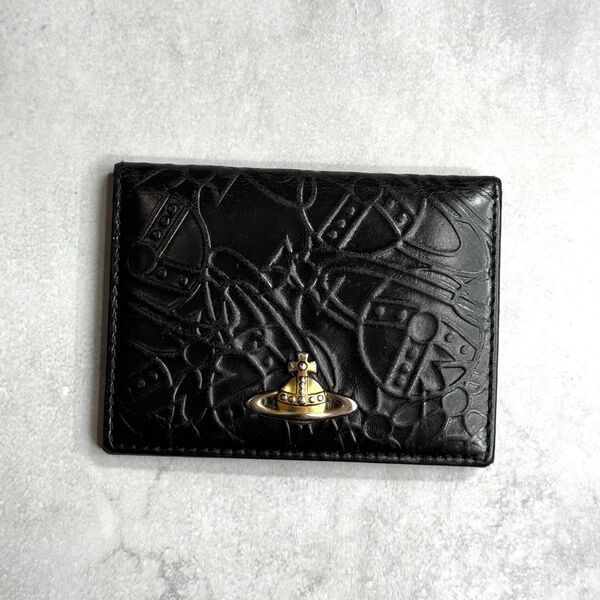 Vivienne Westwood ヴィヴィアンウエストウッド / オーブエンボスパスケース カードケース ミニ財布 ブラック