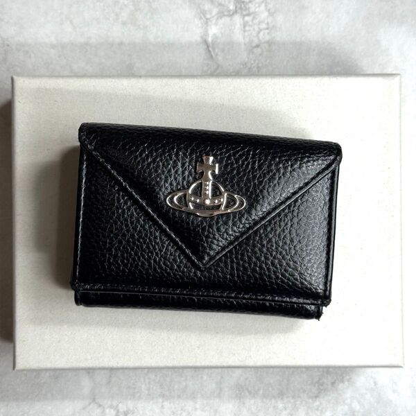 Vivienne Westwood ヴィヴィアンウエストウッド / ラインオーブレターウォレット 三つ折り財布 ミニ財布 ブラック