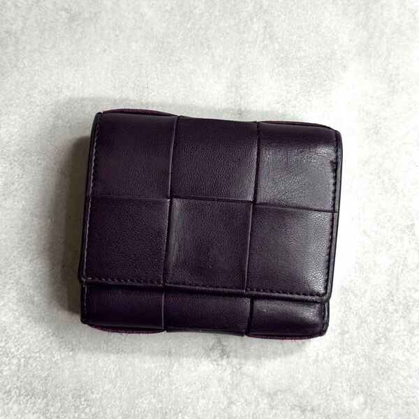 BOTTEGA VENETA ボッテガヴェネタ / カセットトリフォールドウォレット 三つ折り財布 マキシイントレ パープル