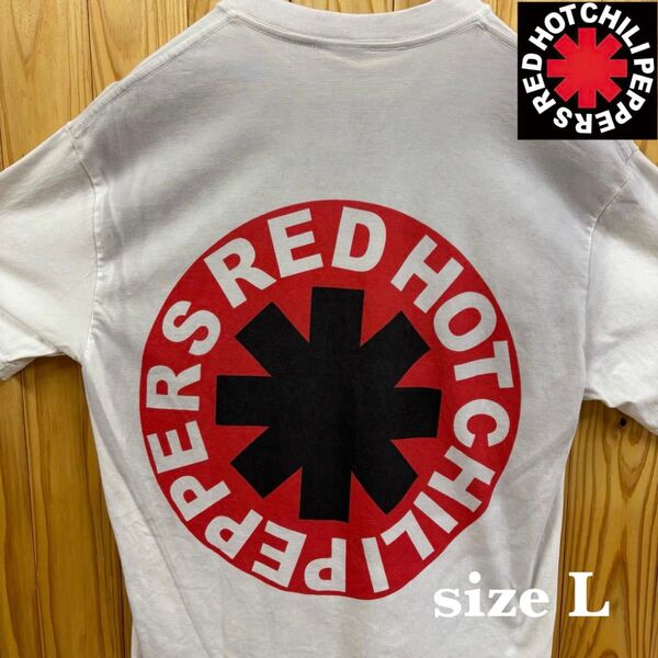 【古着】RED HOT CHILI PEPPERS(レッドホットチリペッパーズ)半袖Tシャツ L相当 白 バンドTシャツ レッチリ
