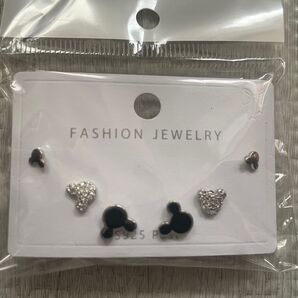 ピアス スタッドピアス ミッキー ミッキーマウス 3ペア セット シルバー