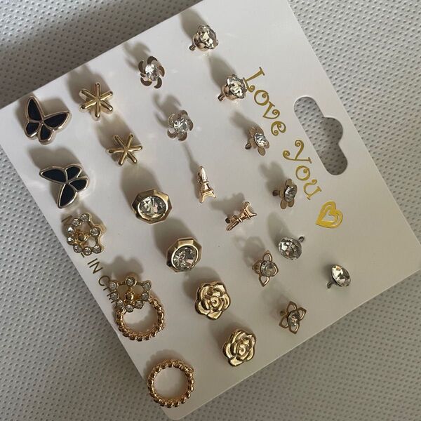 No28 ピアス ゴールド アクセサリー スタッドピアス 12ペアセット