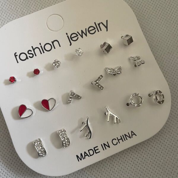 ピアス スタッドピアス シルバー アクセサリー 9ペアセット