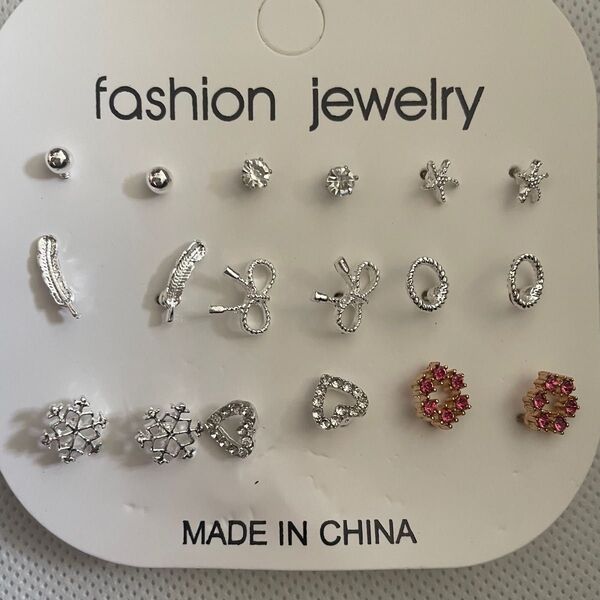 ピアス アクセサリー スタッドピアス シルバー 9ペアセット