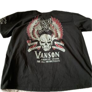 VANSON TシャツスカルUSAブラック