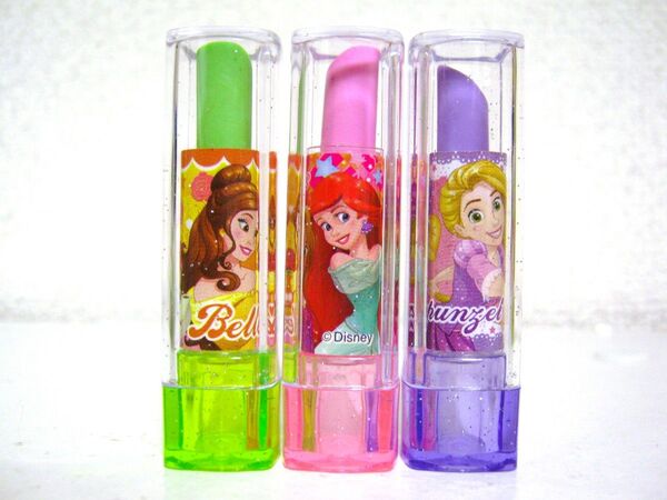 【ディズニープリンセス リップ型 消しゴム 3個セット】ベル ラプンツェル お洒落 かわいい おしゃれ 女の子 プレゼント