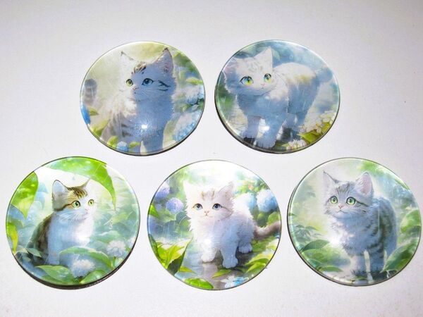 ファンシー【にゃんこ 冷蔵庫 マグネット 5個】猫 ねこ 磁石 磁気 黒板 ホワイトボード キッチン プレゼント インテリア 小物