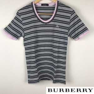 美品 BURBERRY BLACK LABEL 半袖Tシャツ ボーダー サイズ2 返品可能 送料無料