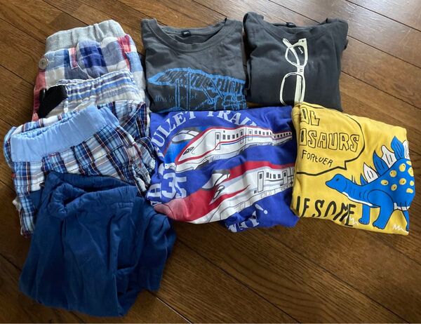 中古 男の子 子供服 130 長袖半袖Tシャツ ハーフパンツ 8枚セット