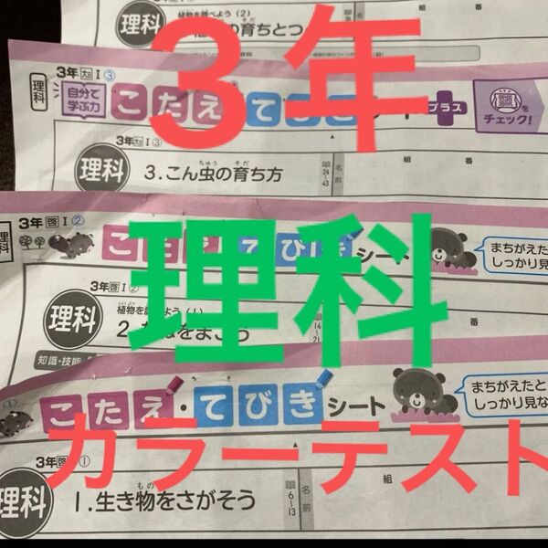 理科 カラーテスト 3年 24枚 東京書籍?新学社 複写解答
