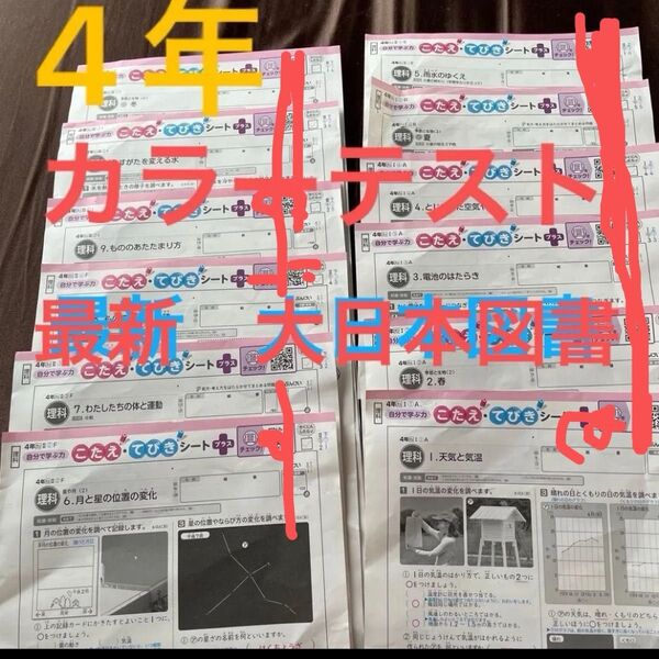 理科 カラーテスト 最新 大日本図書 ぶんけい 小4 テスト 24枚 複写解答