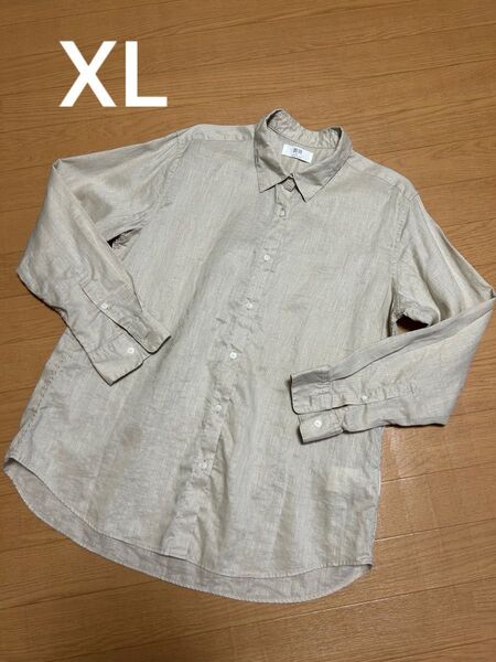 ユニクロ プレミアムリネンシャツ ベージュ xLサイズ