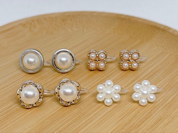 【650】樹脂パールノンホールピアス4ペア アレルギー対応イヤリング シンプルデザイン オケージョンセレモニースタイル大ぶり