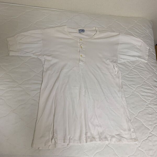値下げ○ヘンリーネックTシャツ カットソー 半袖 古着 ビンテージ