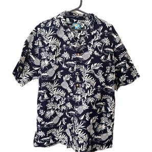 アロハシャツ ネイビー パイナップル柄