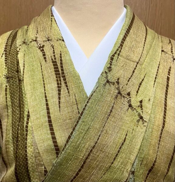 着物 紬 袷 正絹 絞り 裄長 トール サイズ やまと謹製 はじっく加工付 美品