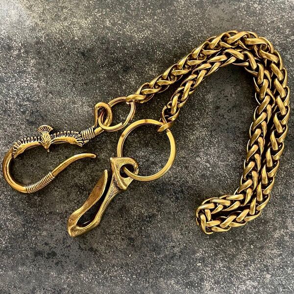 真鍮 BRASS ブラス デザイン フック ウォレットチェーン キーチェーン アクセサリー ヴィンテージ アメカジ