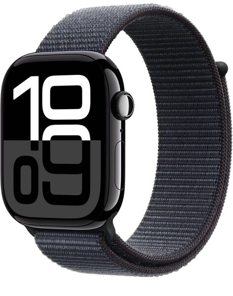 Apple Watch Series 10(GPSモデル)- 46mmジェットブラックアルミニウムケースとインクスポーツループ
