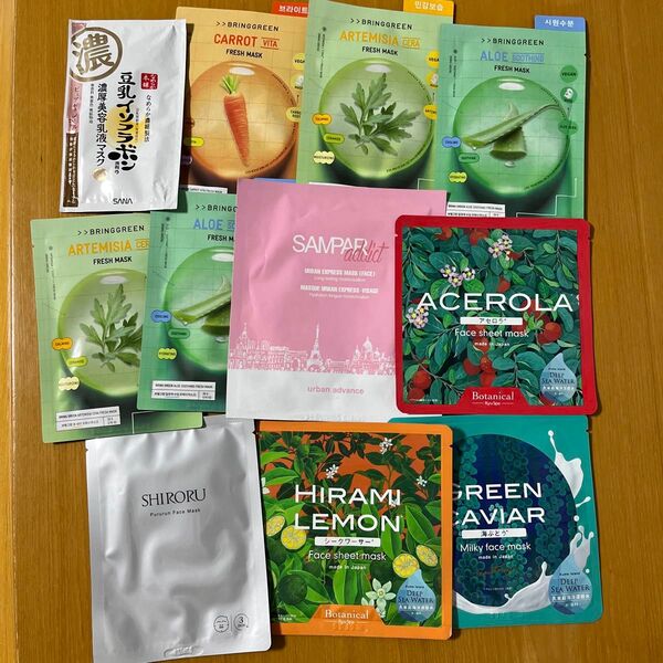 Ryu spa BRING GREEN SAMPAR SHIRORU 美容液マスク フェイスパック シートマスク まとめ セット