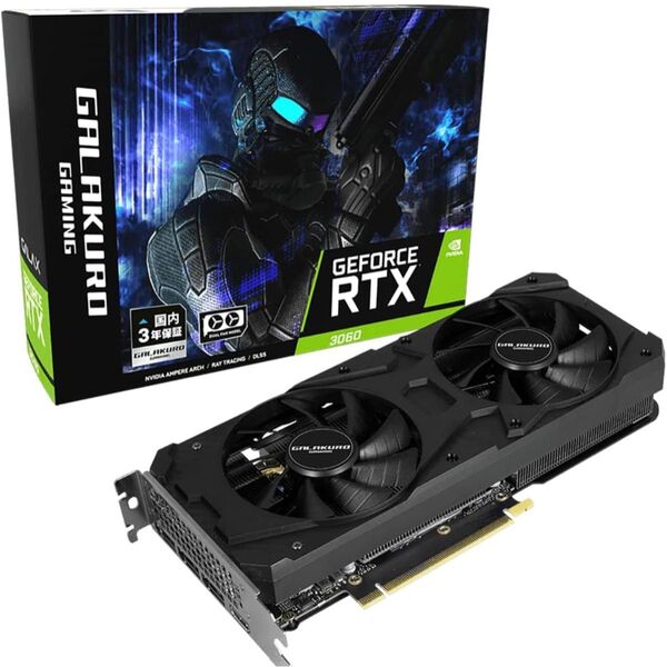 新品未開封 玄人志向 NVIDIA GeForce RTX3060 GDDR6 12GB GALAKURO GAMINGシリーズ