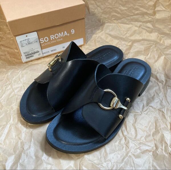 UNITED ARROWS サンダル レザー 黒 36 SO ROMA,9