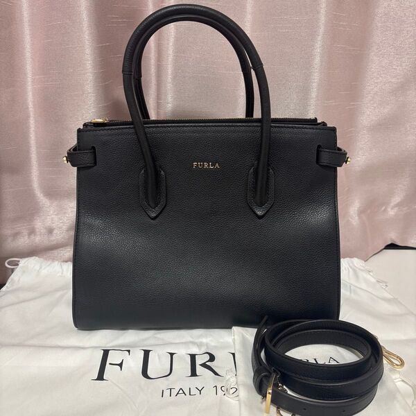 フルラ FURLA ハンドバッグ ショルダーバッグ レザー 2WAY トートバッグ ショルダー 黒 ブラック