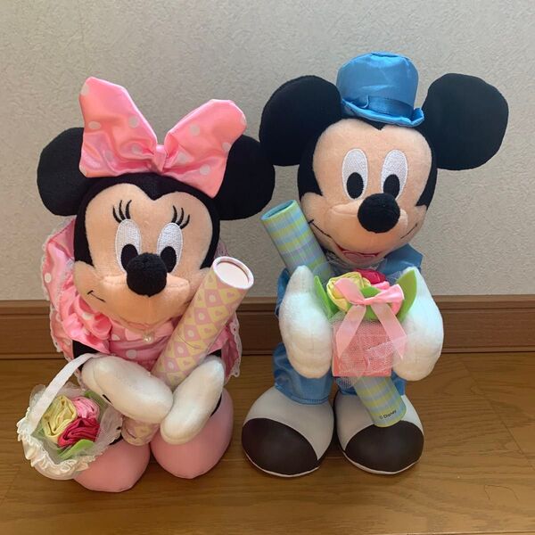 ミッキー&ミニー お祝いメッセージ ぬいぐるみ 2体セット